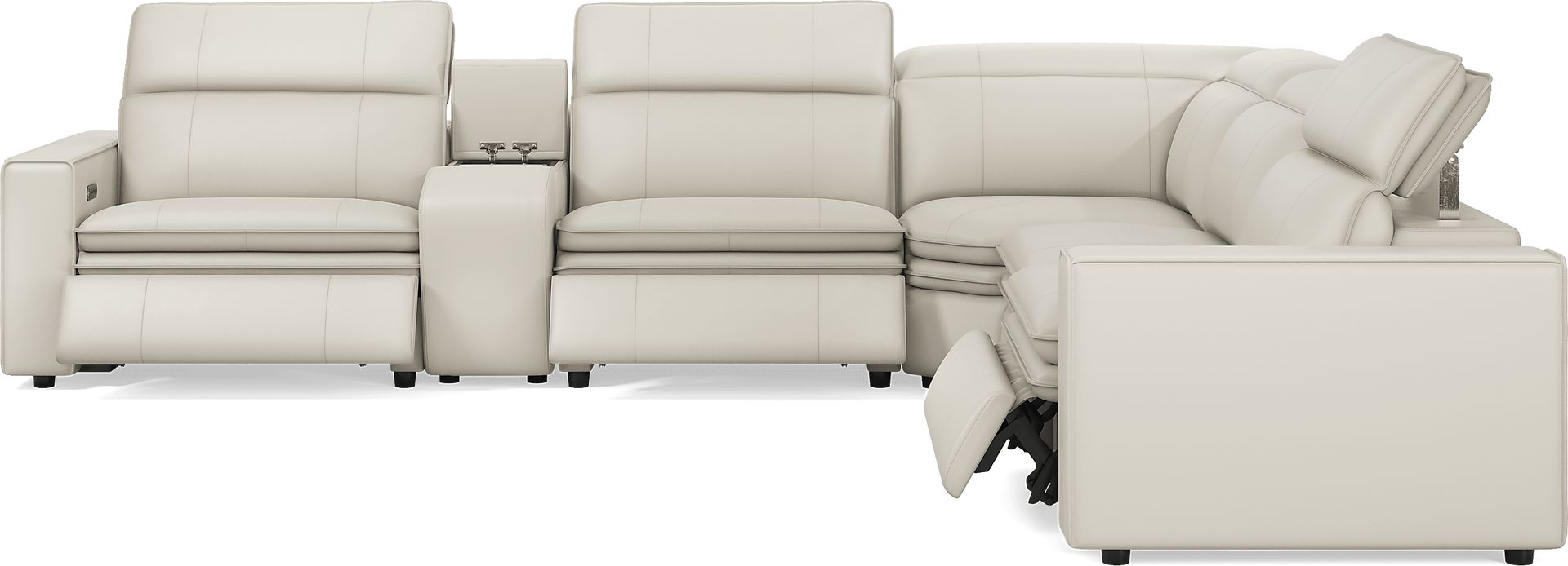 Santorini Ice Leather 6 Pc Dual Power Reclining Sectional - Image 5
