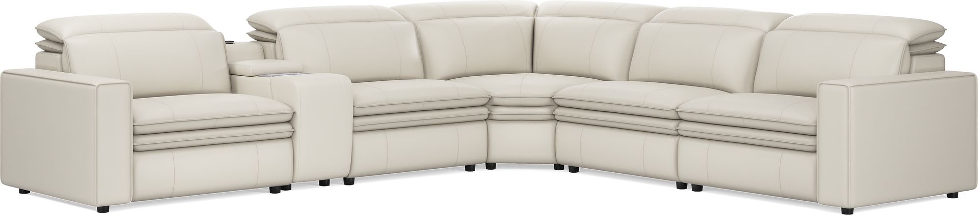 Santorini Ice Leather 6 Pc Dual Power Reclining Sectional - Image 6