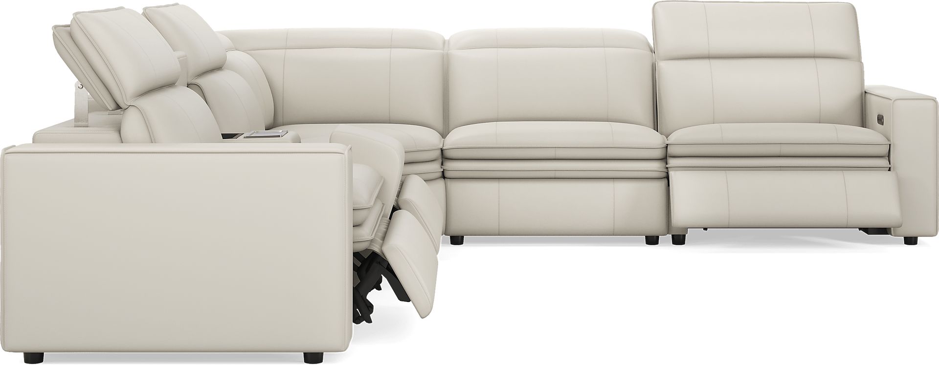 Santorini Ice Leather 6 Pc Dual Power Reclining Sectional - Image 7