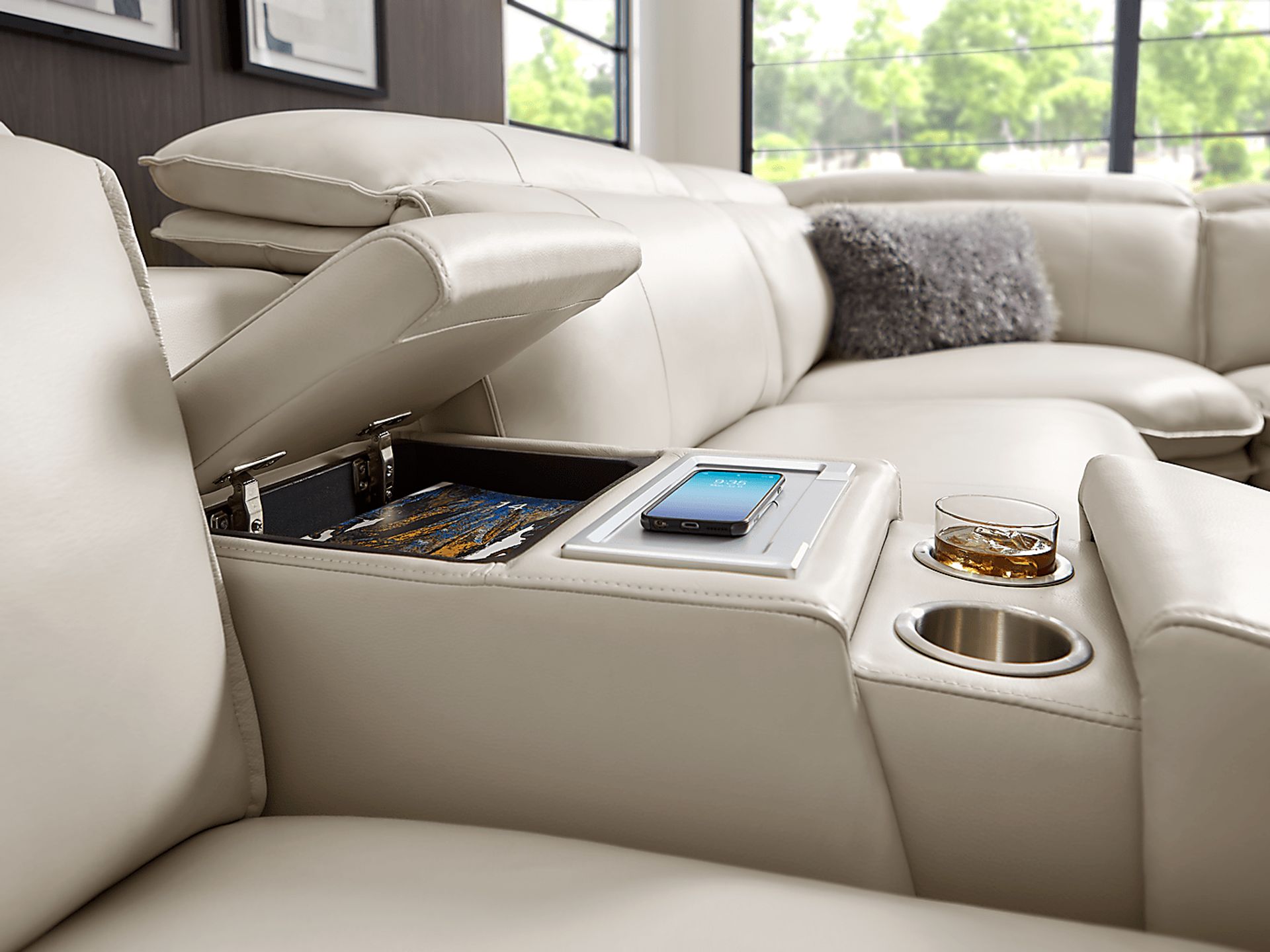 Santorini Ice Leather 6 Pc Dual Power Reclining Sectional - Image 14