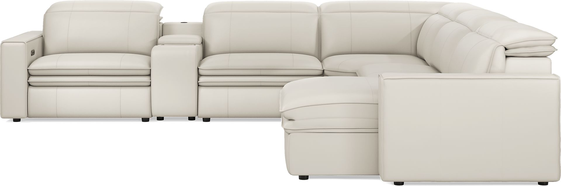 Santorini Ice Leather 6 Pc Dual Power Reclining Sectional - Image 3