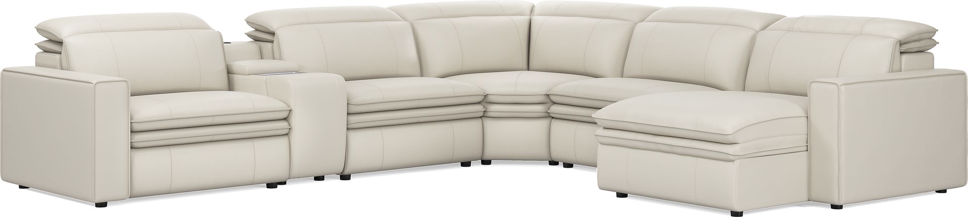 Santorini Ice Leather 6 Pc Dual Power Reclining Sectional - Image 1