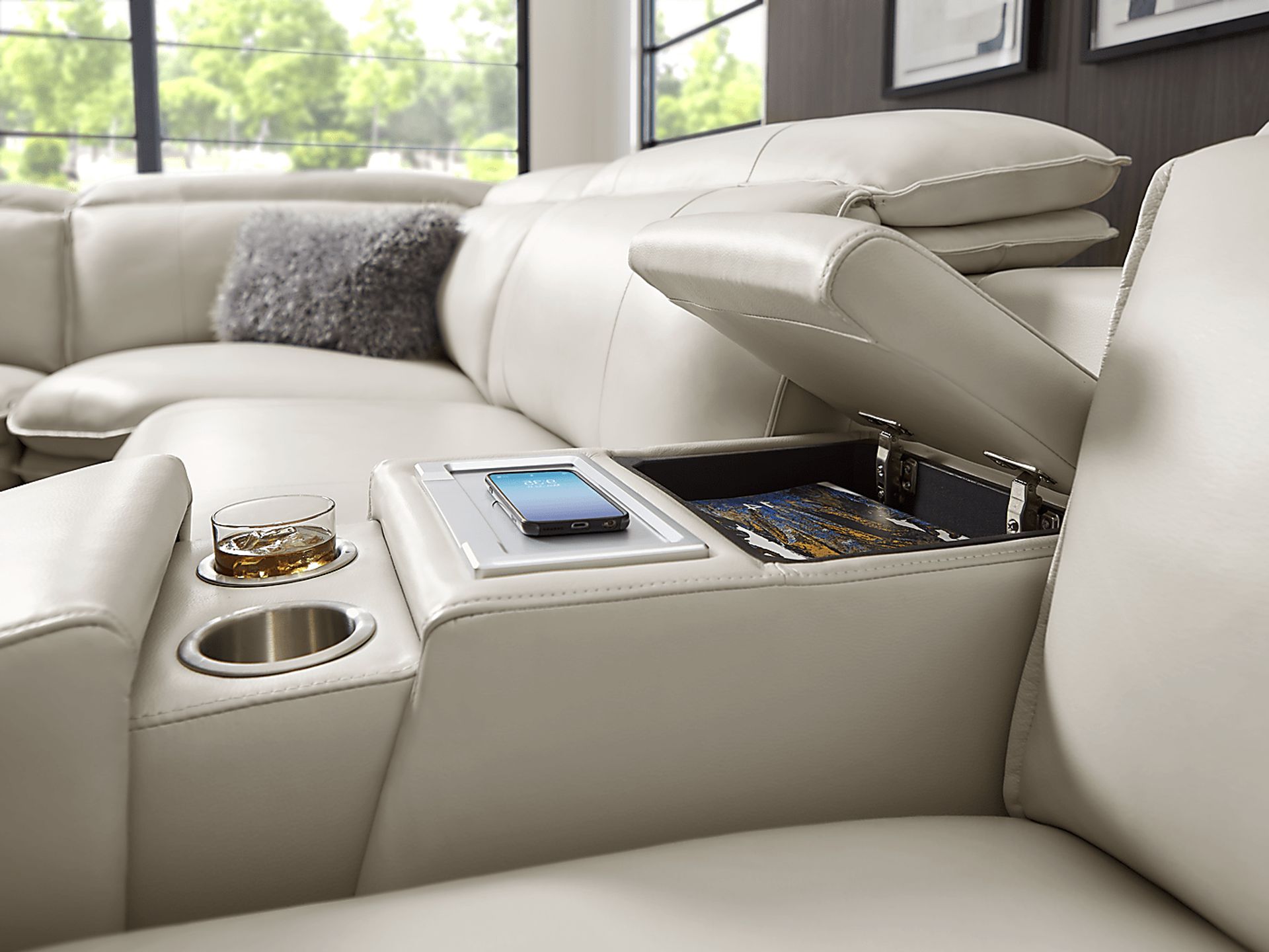 Santorini Ice Leather 6 Pc Dual Power Reclining Sectional - Image 14