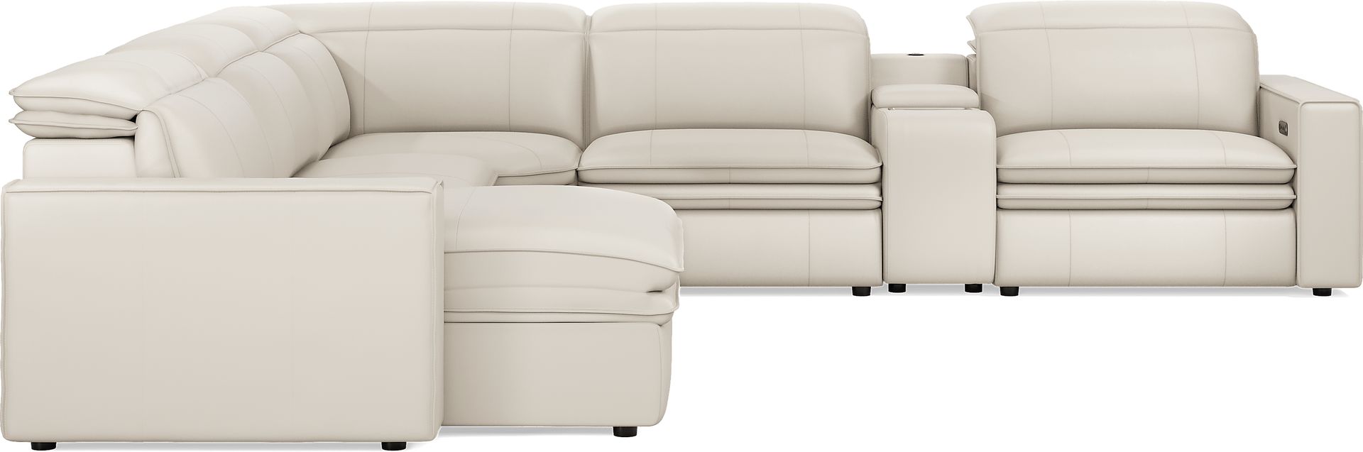 Santorini Ice Leather 6 Pc Dual Power Reclining Sectional - Image 3