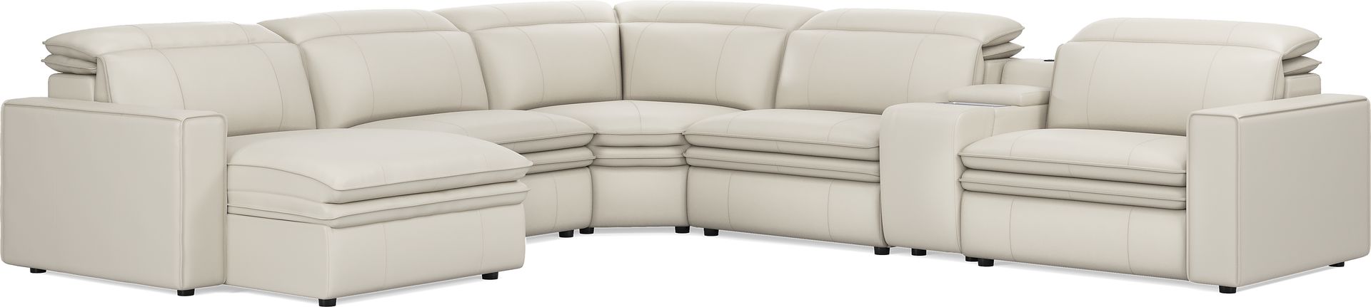 Santorini Ice Leather 6 Pc Dual Power Reclining Sectional - Image 1