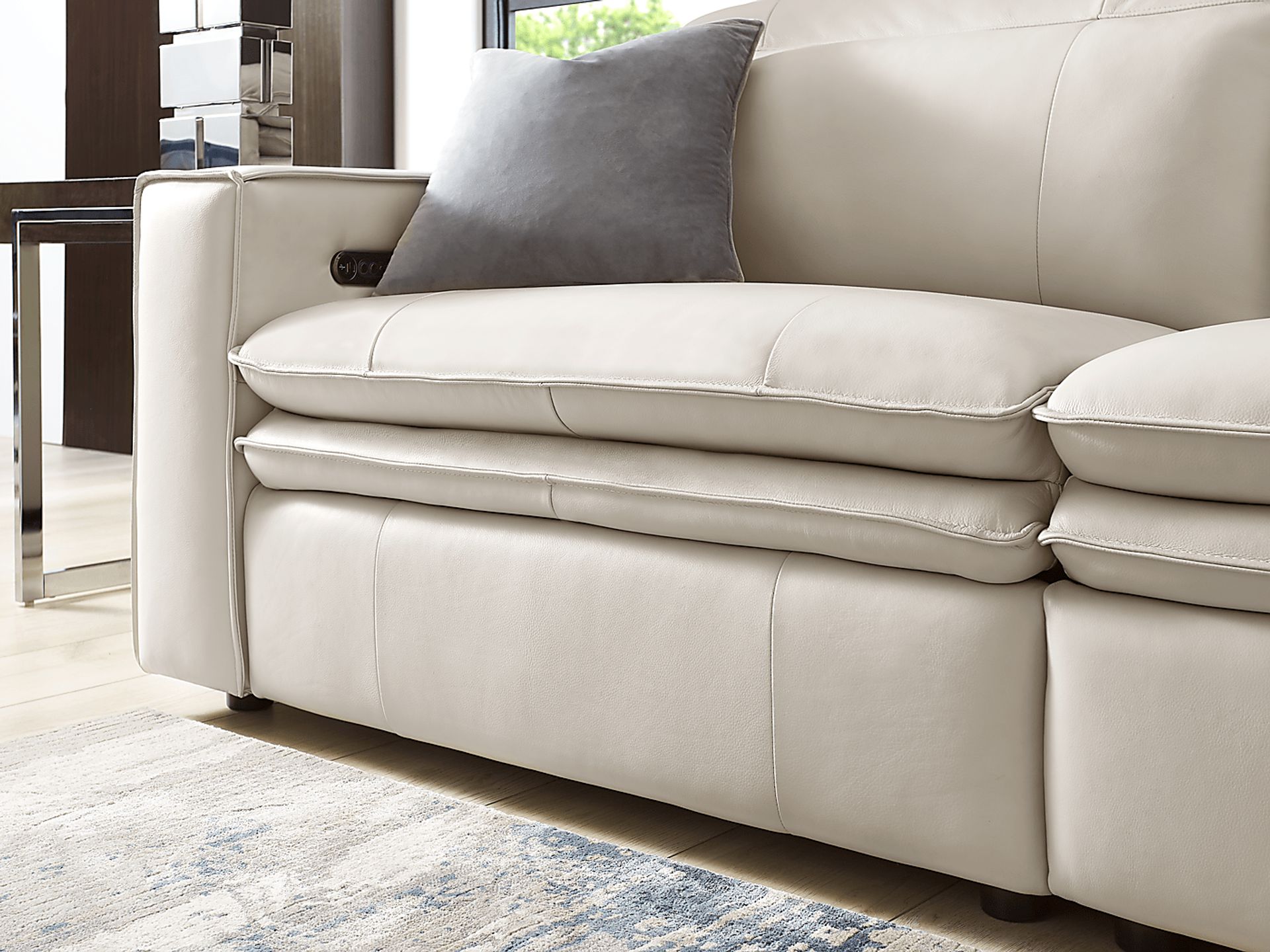 Santorini White Leather 3 Pc Dual Power Reclining Sectional - Image 10