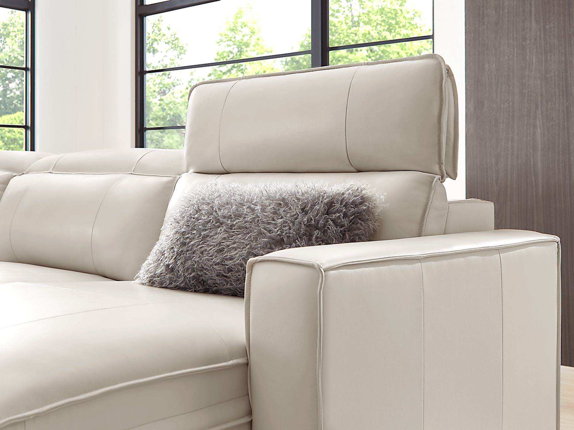 Santorini White Leather 3 Pc Dual Power Reclining Sectional - Image 4