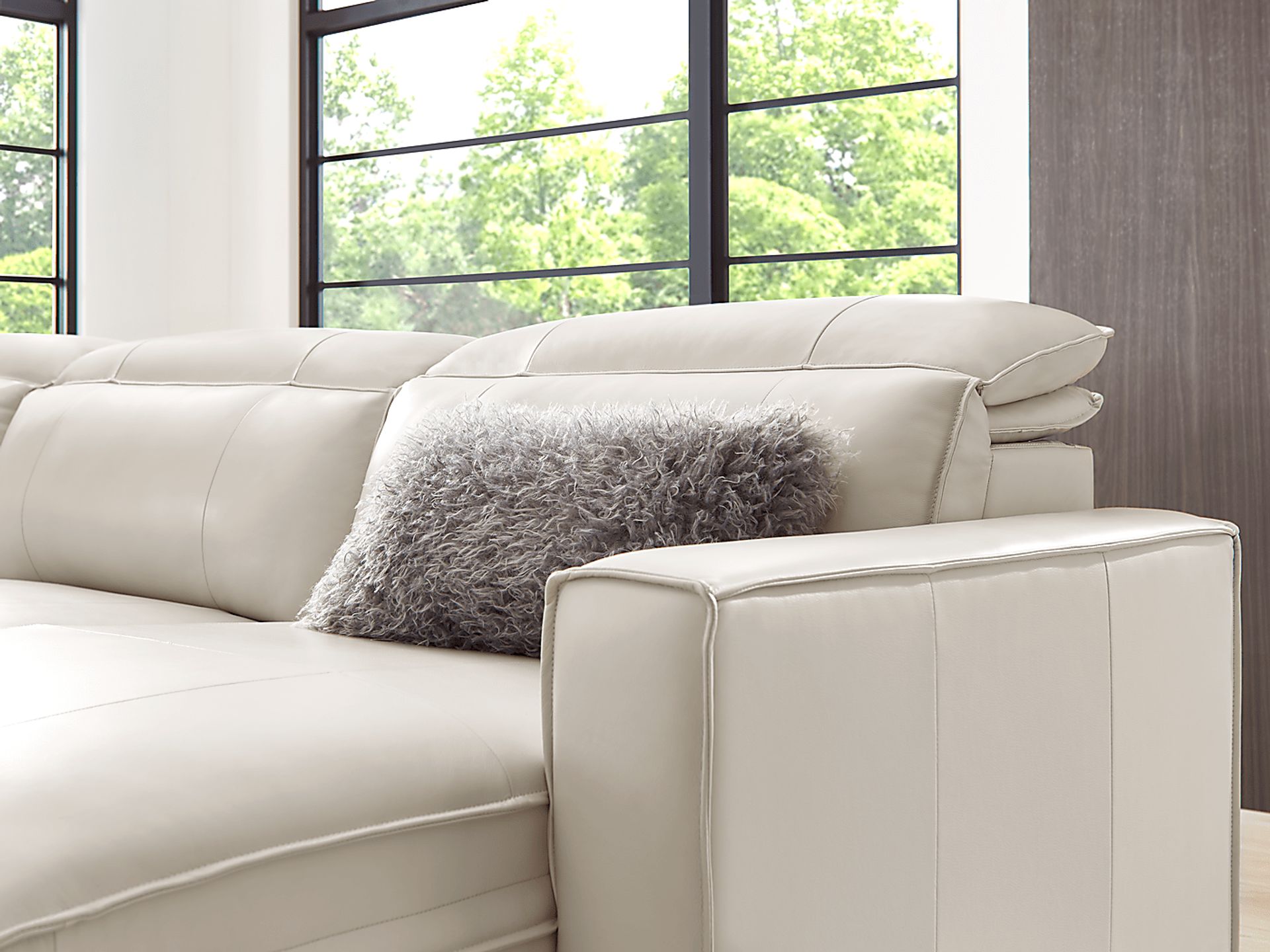 Santorini White Leather 3 Pc Dual Power Reclining Sectional - Image 5