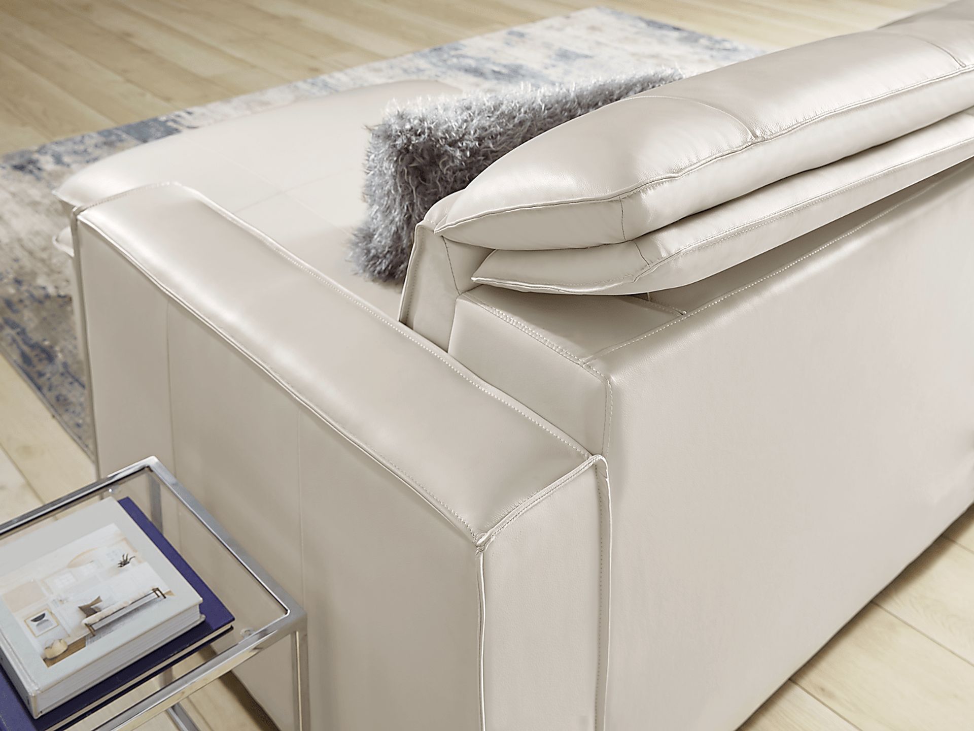 Santorini White Leather 3 Pc Dual Power Reclining Sectional - Image 9
