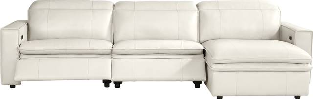 Santorini White Leather 3 Pc Dual Power Reclining Sectional - Thumbnail - Image 1