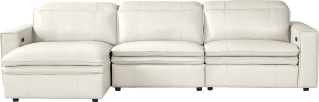 Santorini White Leather 3 Pc Dual Power Reclining Sectional - Thumbnail - Image 3