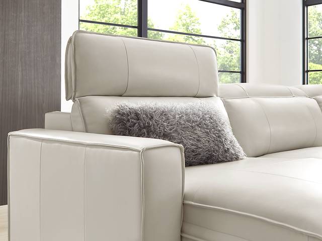 Santorini White Leather 3 Pc Dual Power Reclining Sectional - Thumbnail - Image 4