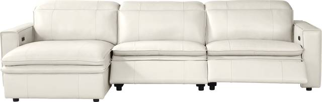 Santorini White Leather 3 Pc Dual Power Reclining Sectional - Thumbnail - Image 1