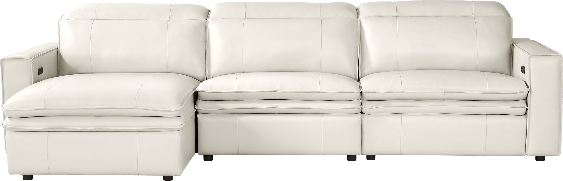 Santorini White Leather 3 Pc Dual Power Reclining Sectional - Image 3