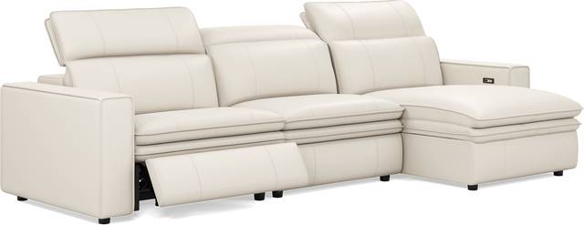 Santorini White Leather 3 Pc Dual Power Reclining Sectional - Thumbnail - Image 3