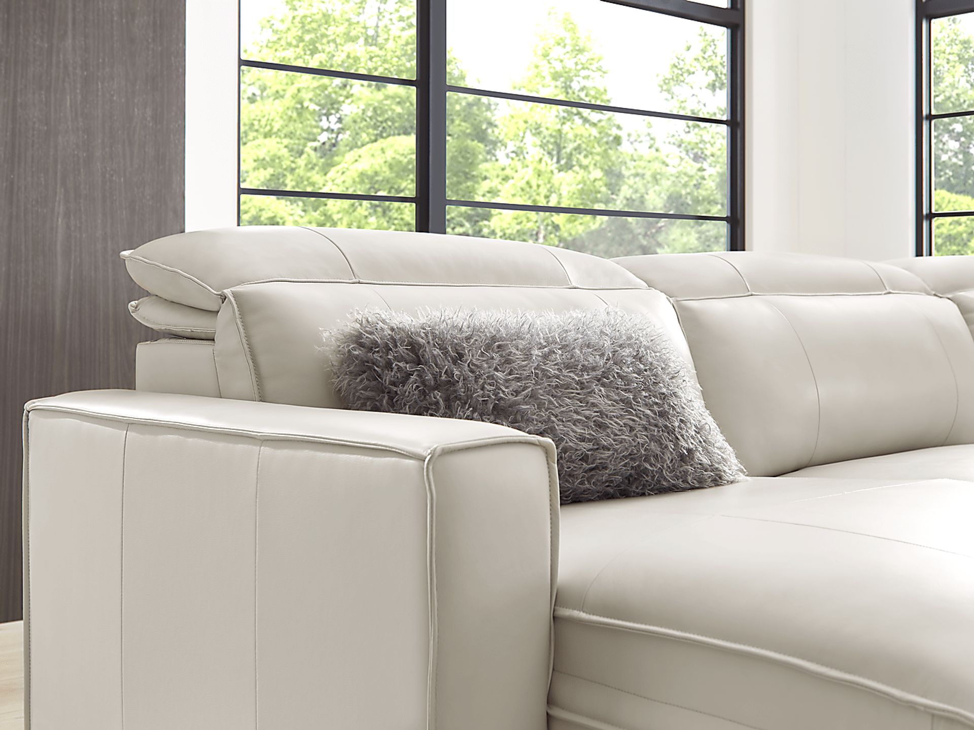 Santorini White Leather 3 Pc Dual Power Reclining Sectional - Image 5