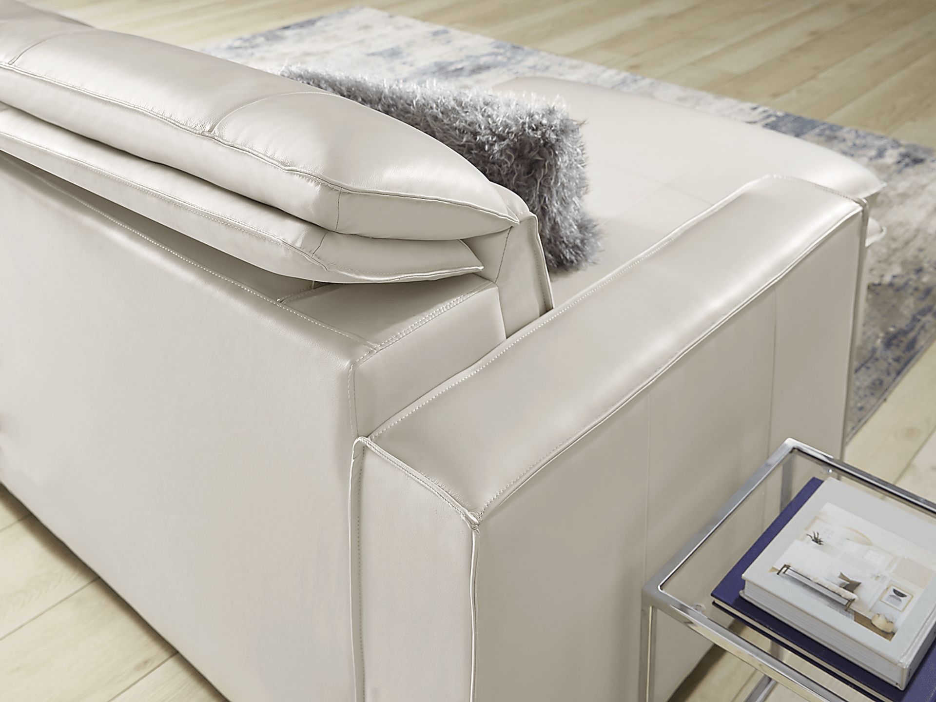 Santorini White Leather 3 Pc Dual Power Reclining Sectional - Image 9