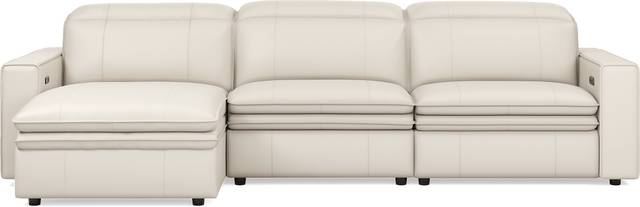 Santorini White Leather 3 Pc Dual Power Reclining Sectional - Thumbnail - Image 1