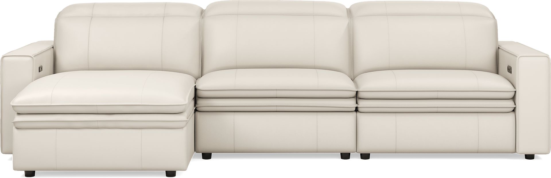 Santorini White Leather 3 Pc Dual Power Reclining Sectional - Image 1