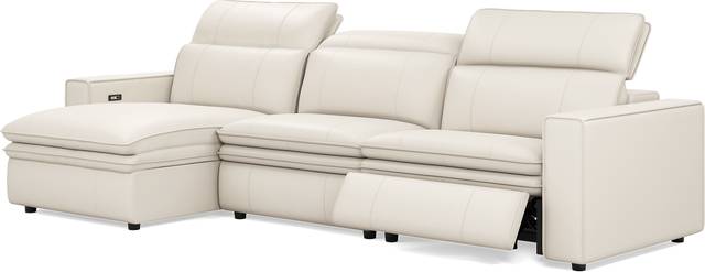 Santorini White Leather 3 Pc Dual Power Reclining Sectional - Thumbnail - Image 3
