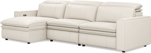 Santorini White Leather 3 Pc Dual Power Reclining Sectional - Thumbnail - Image 4