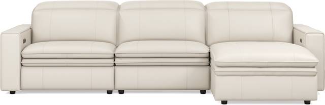 Santorini White Leather 3 Pc Dual Power Reclining Sectional - Thumbnail - Image 1