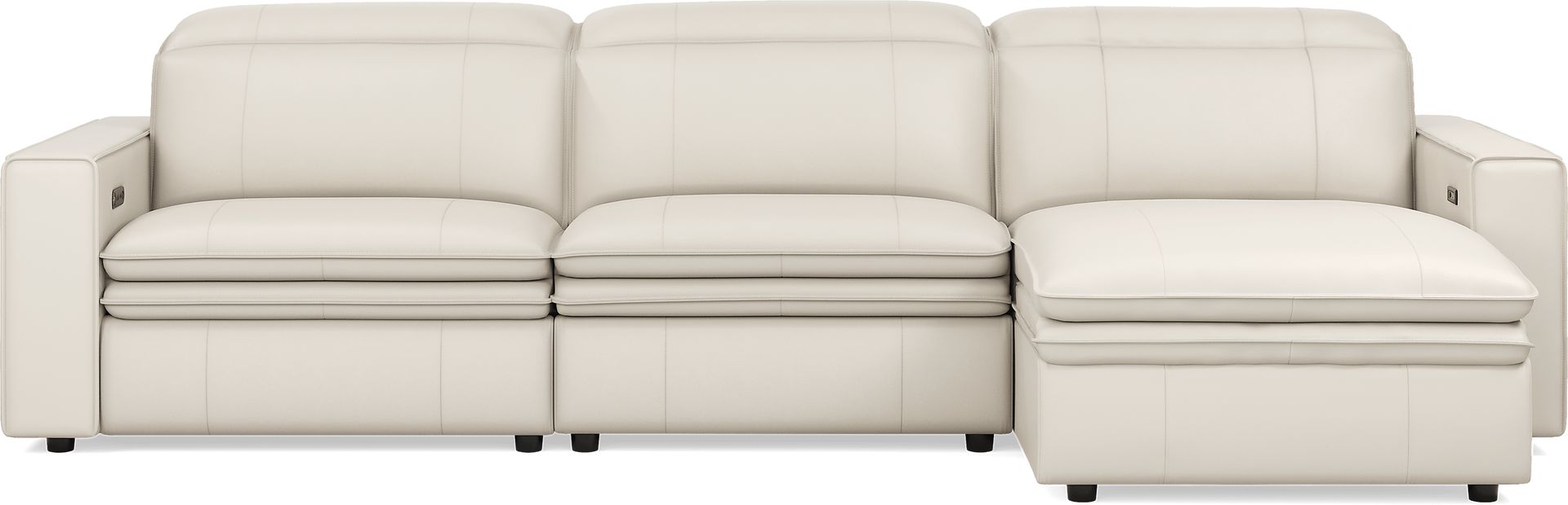 Santorini White Leather 3 Pc Dual Power Reclining Sectional - Image 1