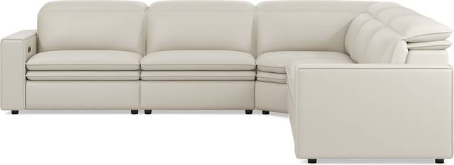 Santorini White Leather 5 Pc Dual Power Reclining Sectional - Thumbnail - Image 3