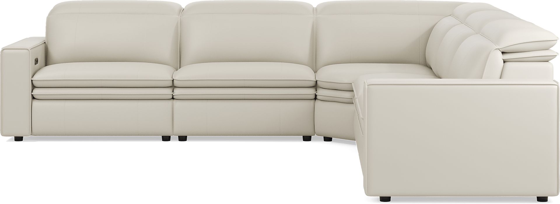 Santorini White Leather 5 Pc Dual Power Reclining Sectional - Image 3