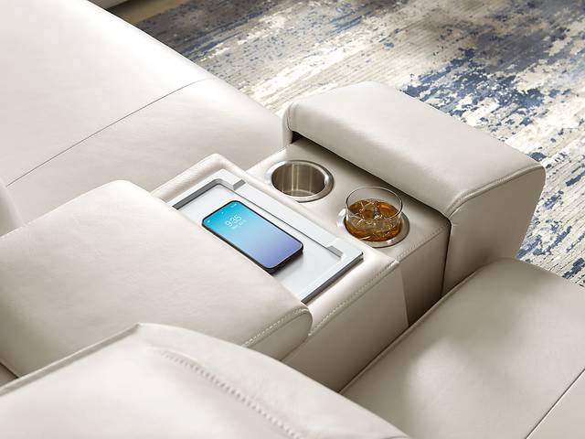 Santorini White Leather 9 Pc Dual Power Reclining Sectional Living Room - Thumbnail - Image 13