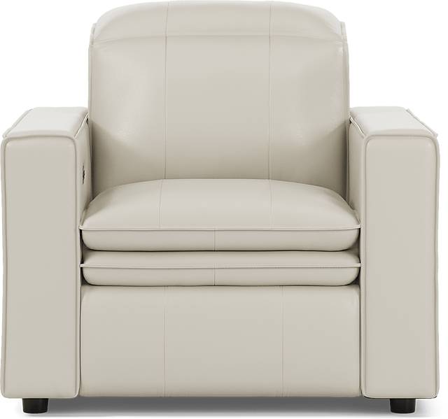 Santorini White Leather Dual Power Recliner - Thumbnail - Image 2