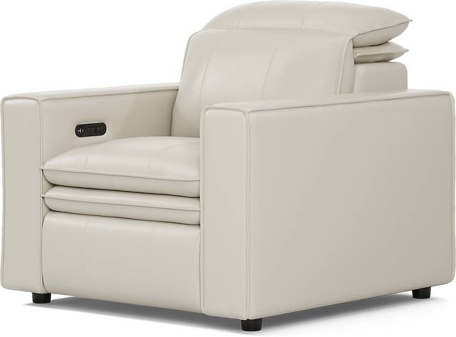 Santorini White Leather Dual Power Recliner - Thumbnail - Image 3