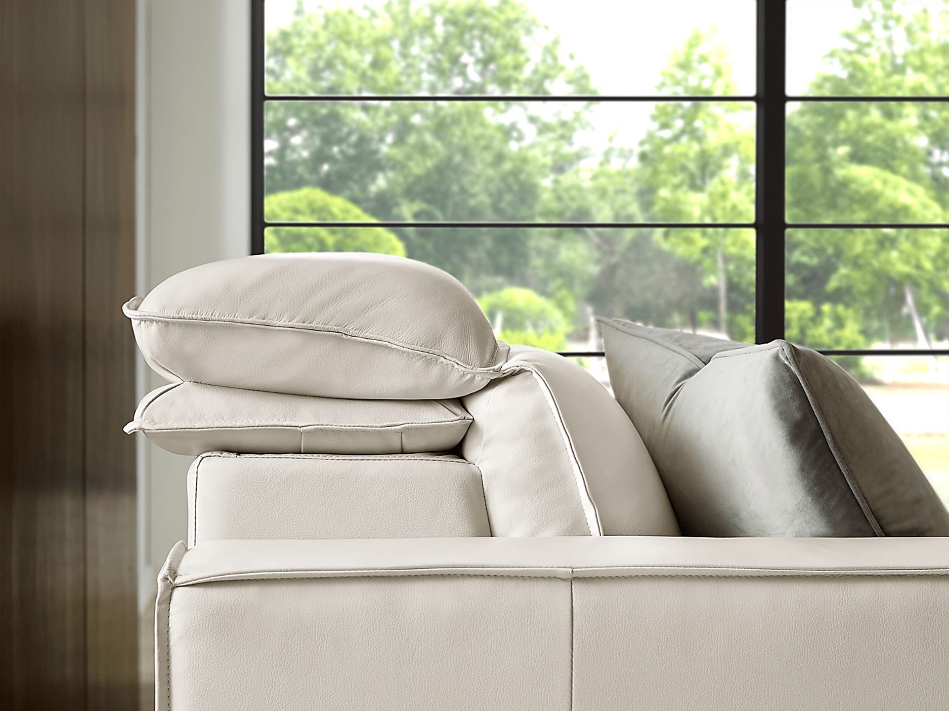 Santorini White Leather Dual Power Recliner - Image 6