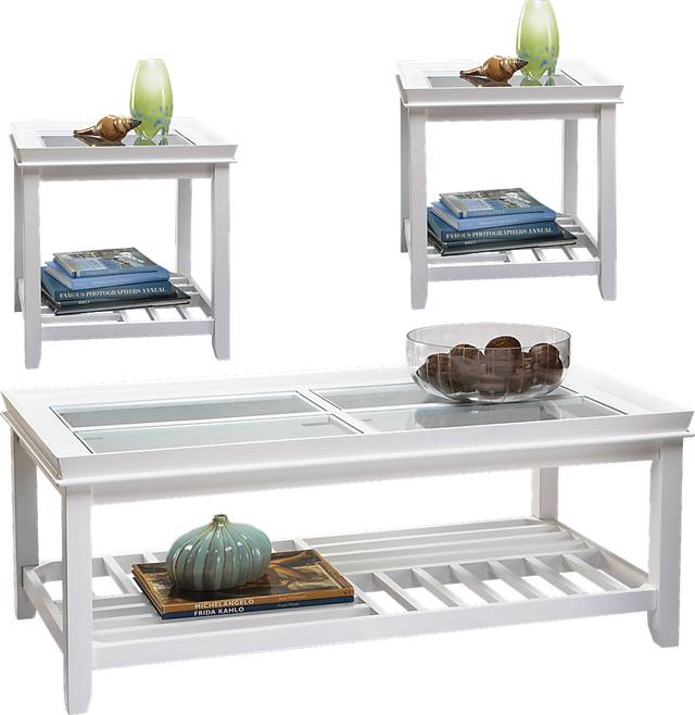 Santos White 3 Pc Table Set - Thumbnail - Image 1