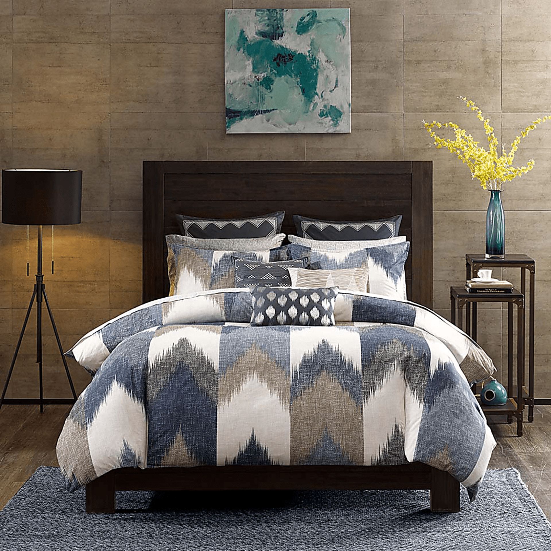 Santro Navy 3 Pc King/California King Comforter Set - Image 1