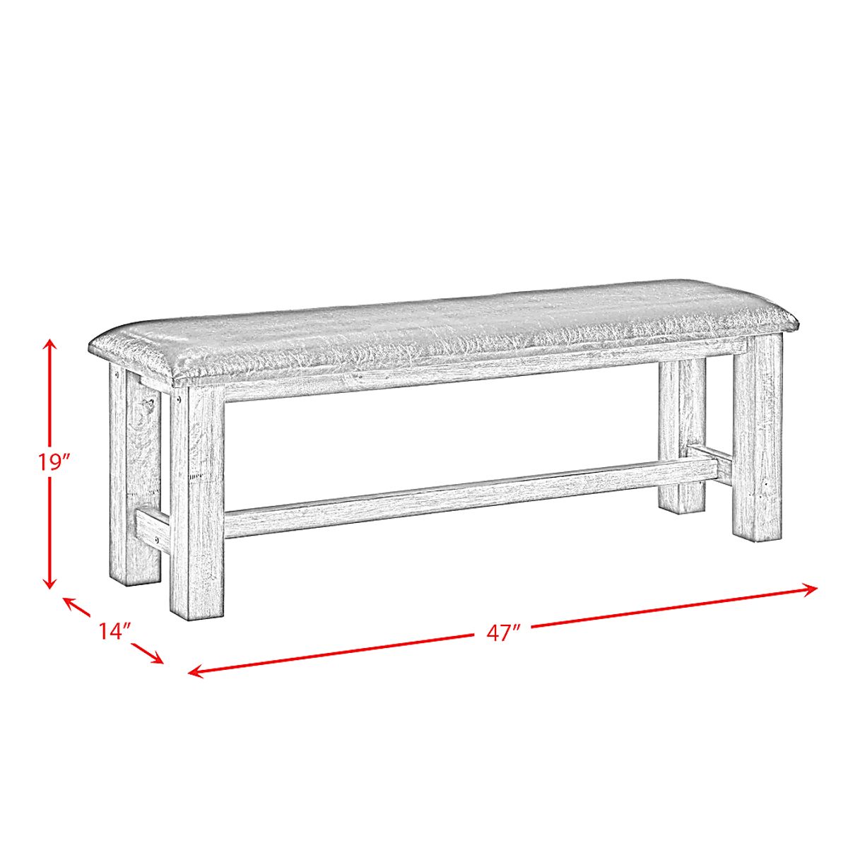 Sapling Grey Oak Gray Polyester,Polyurethane Fabric Bench | Rooms to Go