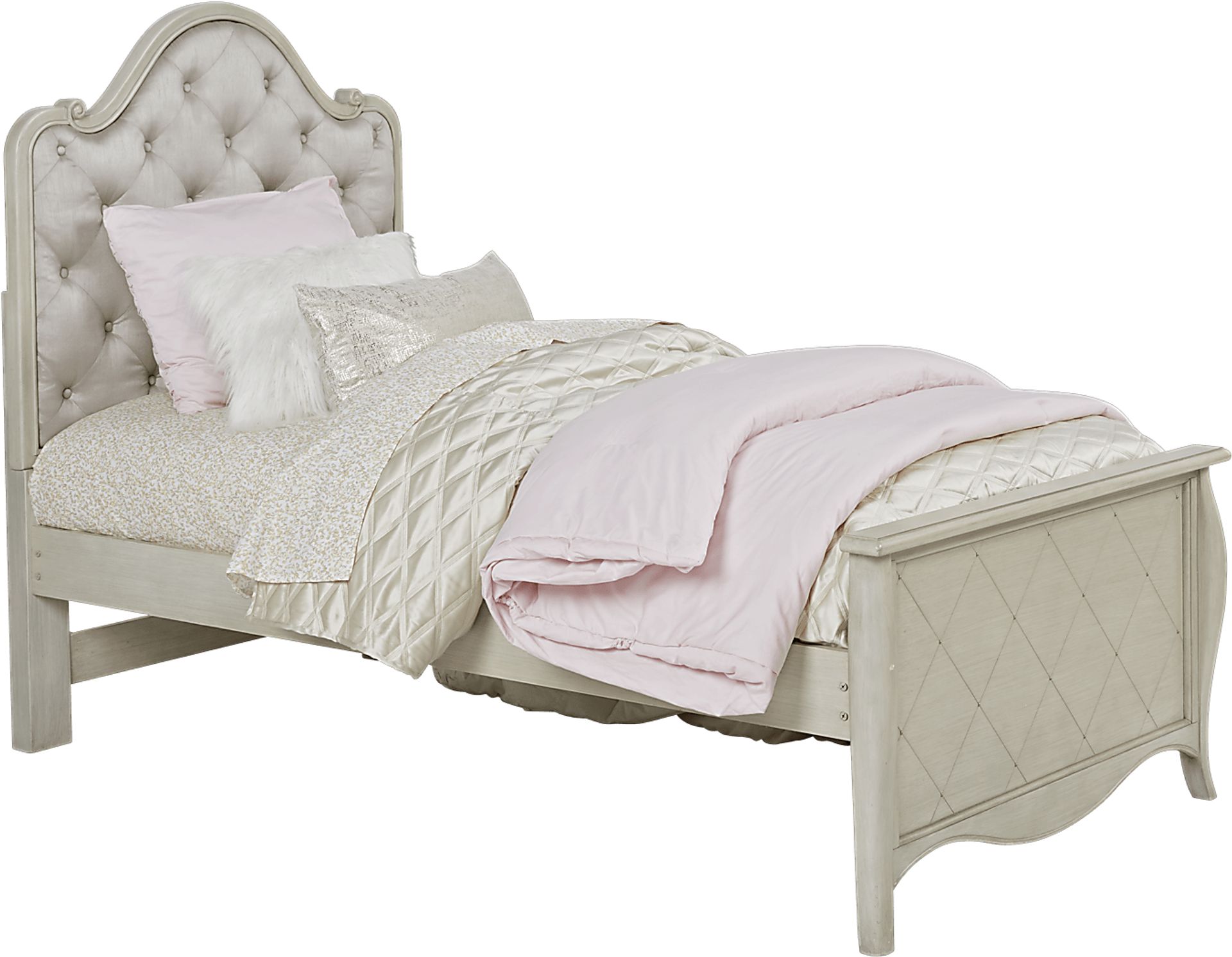 Saraphina Gray 2 Pc Twin Panel Bed with Upholstered Inset - Image 1