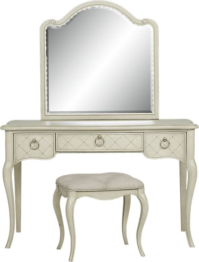 Saraphina Gray Desk, Vanity Mirror and Stool Set - Thumbnail - Image 2