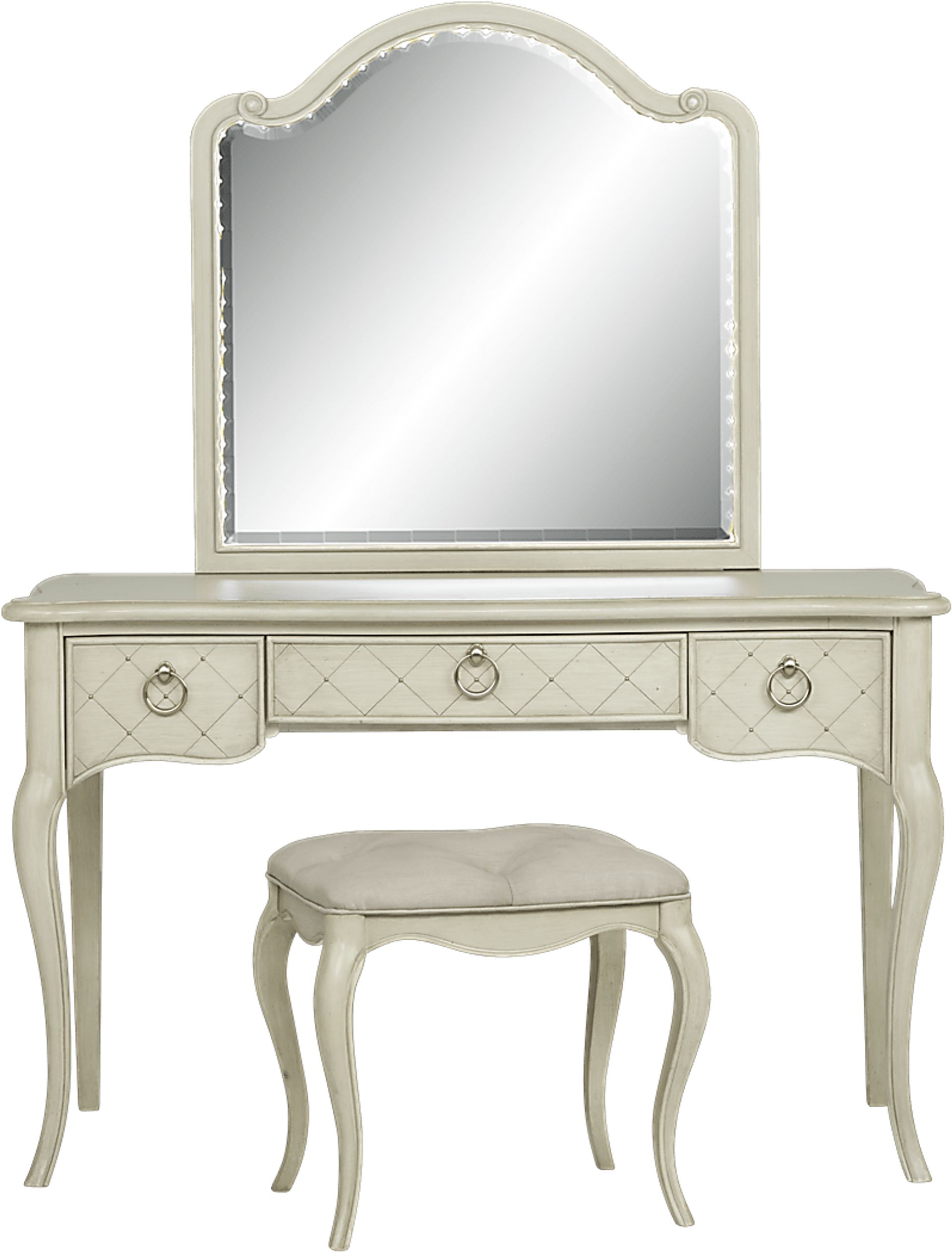 Saraphina Gray Desk, Vanity Mirror and Stool Set - Image 2