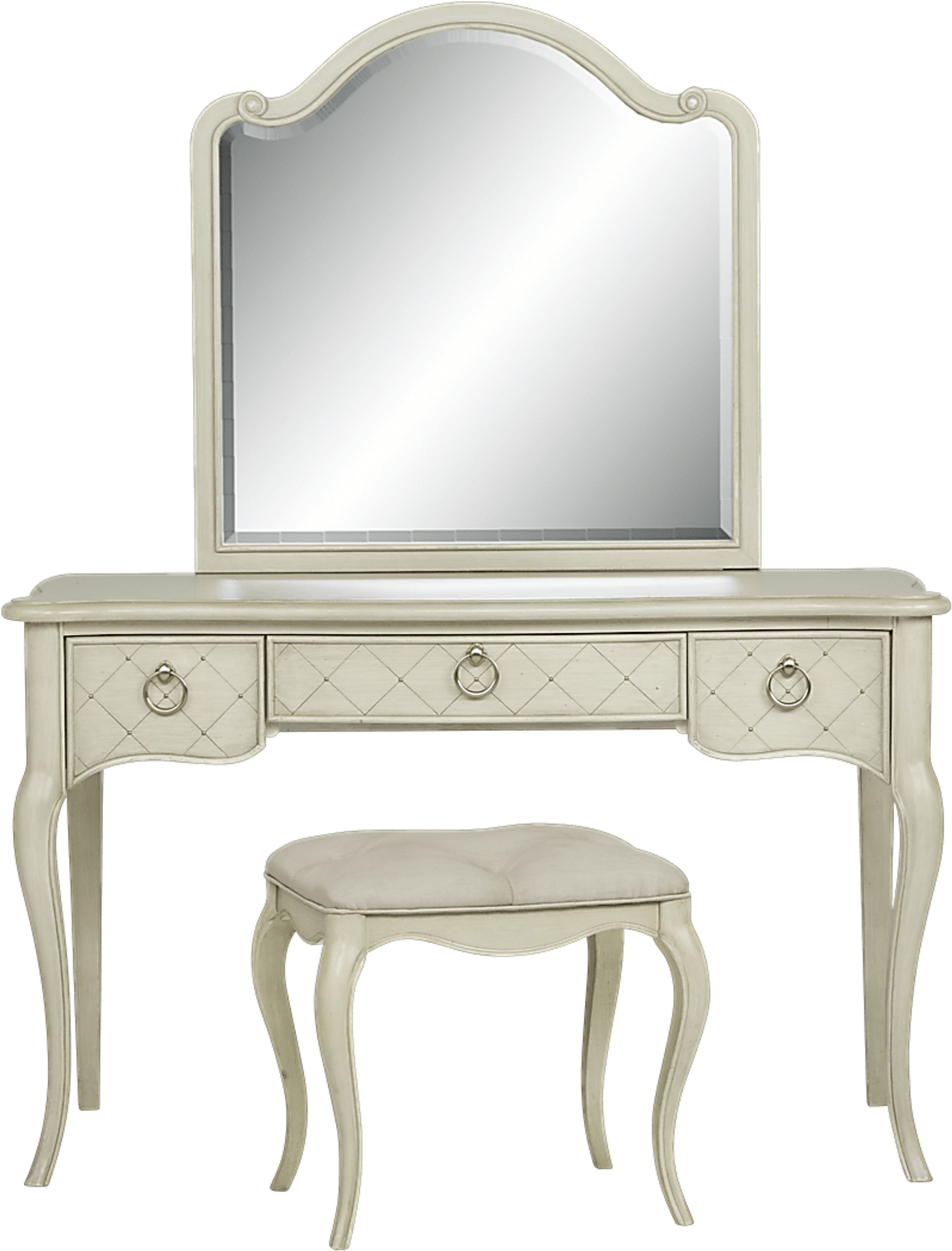 Saraphina Gray Desk, Vanity Mirror and Stool Set - Image 1