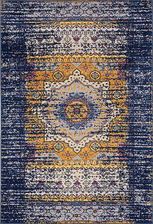 Sarcel Navy/Orange 7'6 x 9'6 Rug - Thumbnail - Image 1