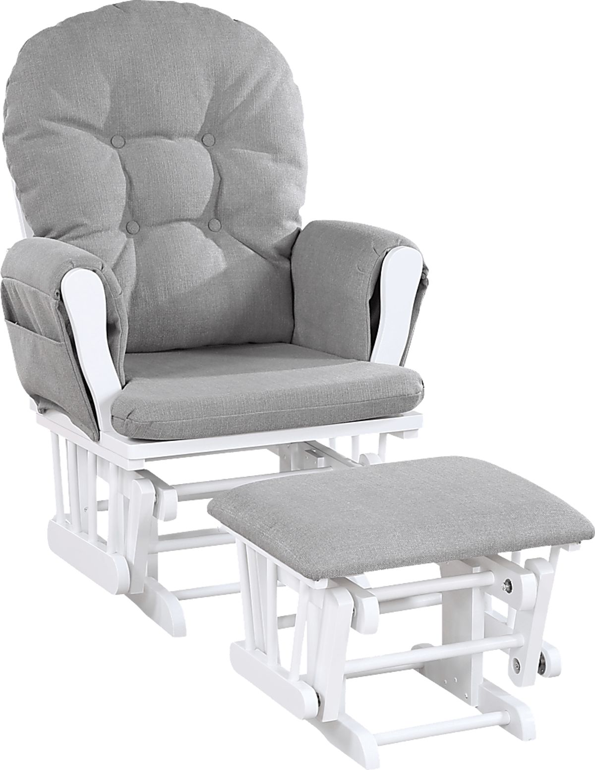 Sardonyx Gray,White Polyester Fabric Glider & Ottoman Rooms to Go
