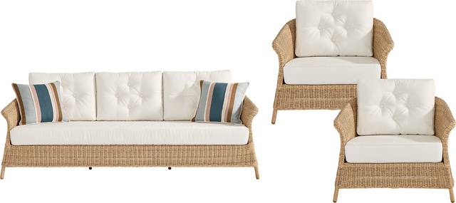 Sarina Bay Natural 3 Pc Outdoor Seating Set - Thumbnail - Image 1