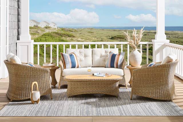 Sarina Bay Natural 4 Pc Outdoor Loveseat Seating Set - Thumbnail - Image 1