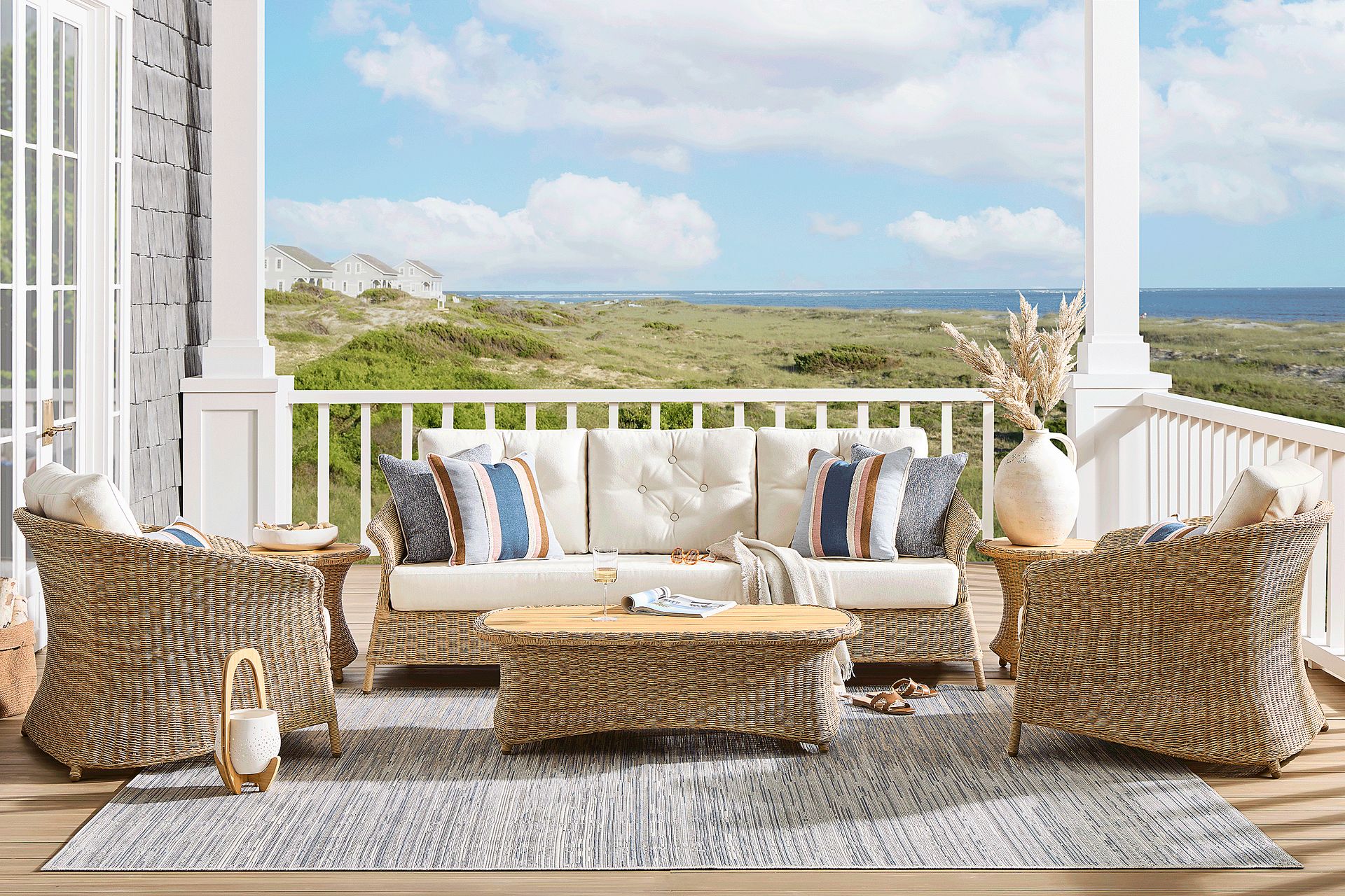Sarina Bay Natural 4 Pc Outdoor Seating Set - Image 1