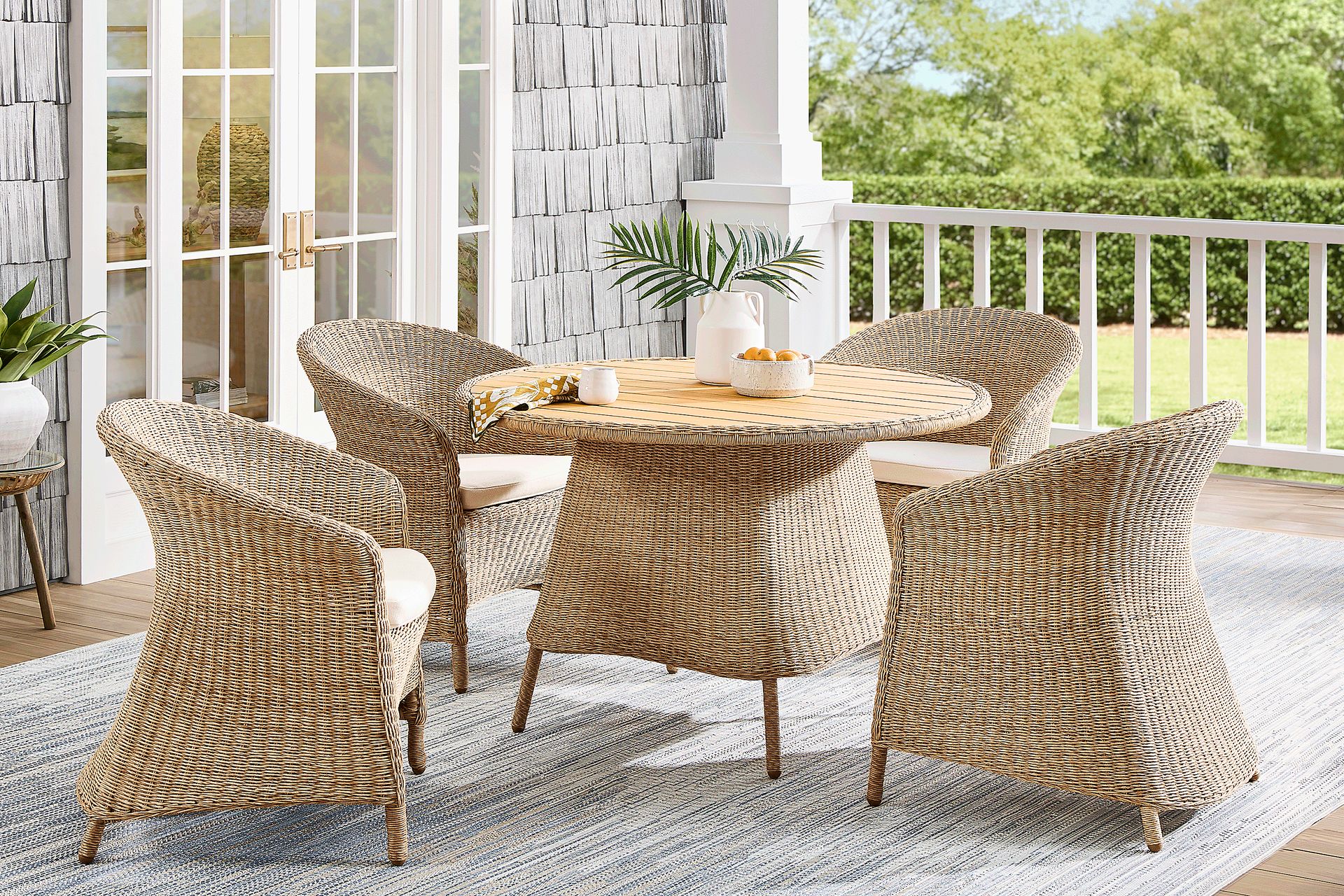 Sarina Bay Natural Round Outdoor Dining Table - Image 2