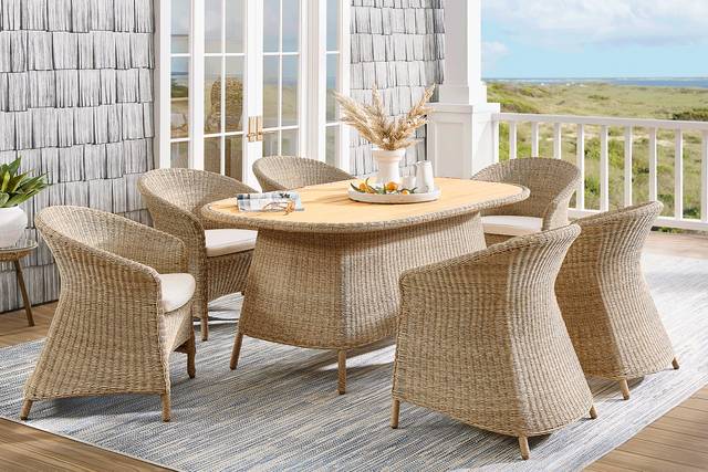 Sarina Bay Natural 7 Pc Outdoor Dining Set - Thumbnail - Image 1