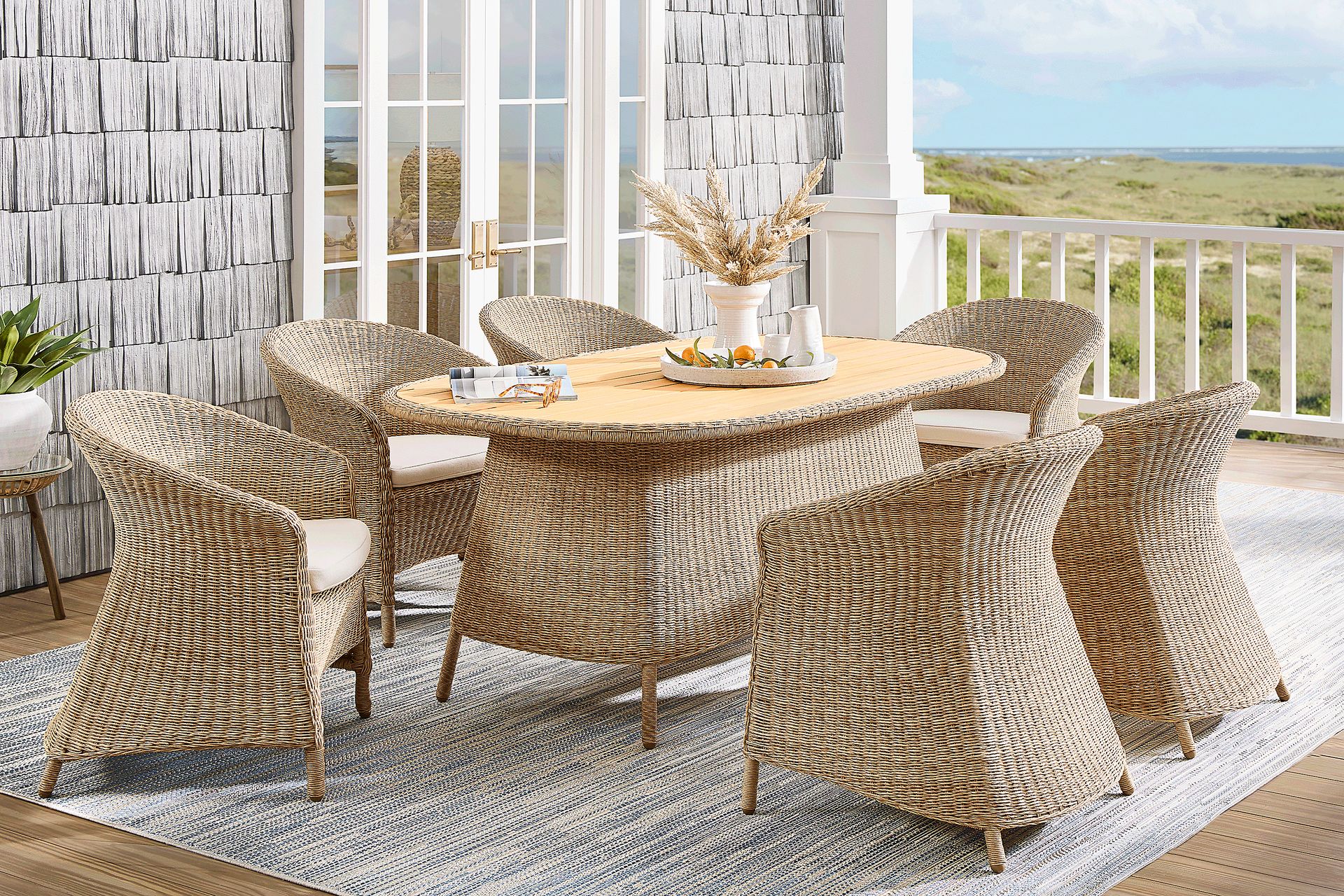 Sarina Bay Natural 7 Pc Outdoor Dining Set - Image 1