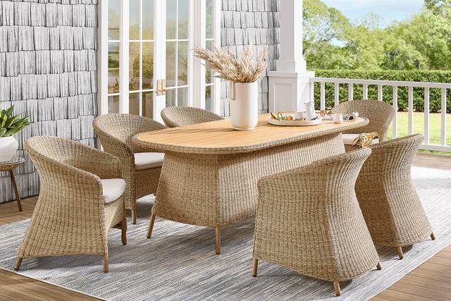 Sarina Bay Natural 7 Pc Outdoor Dining Set - Thumbnail - Image 1