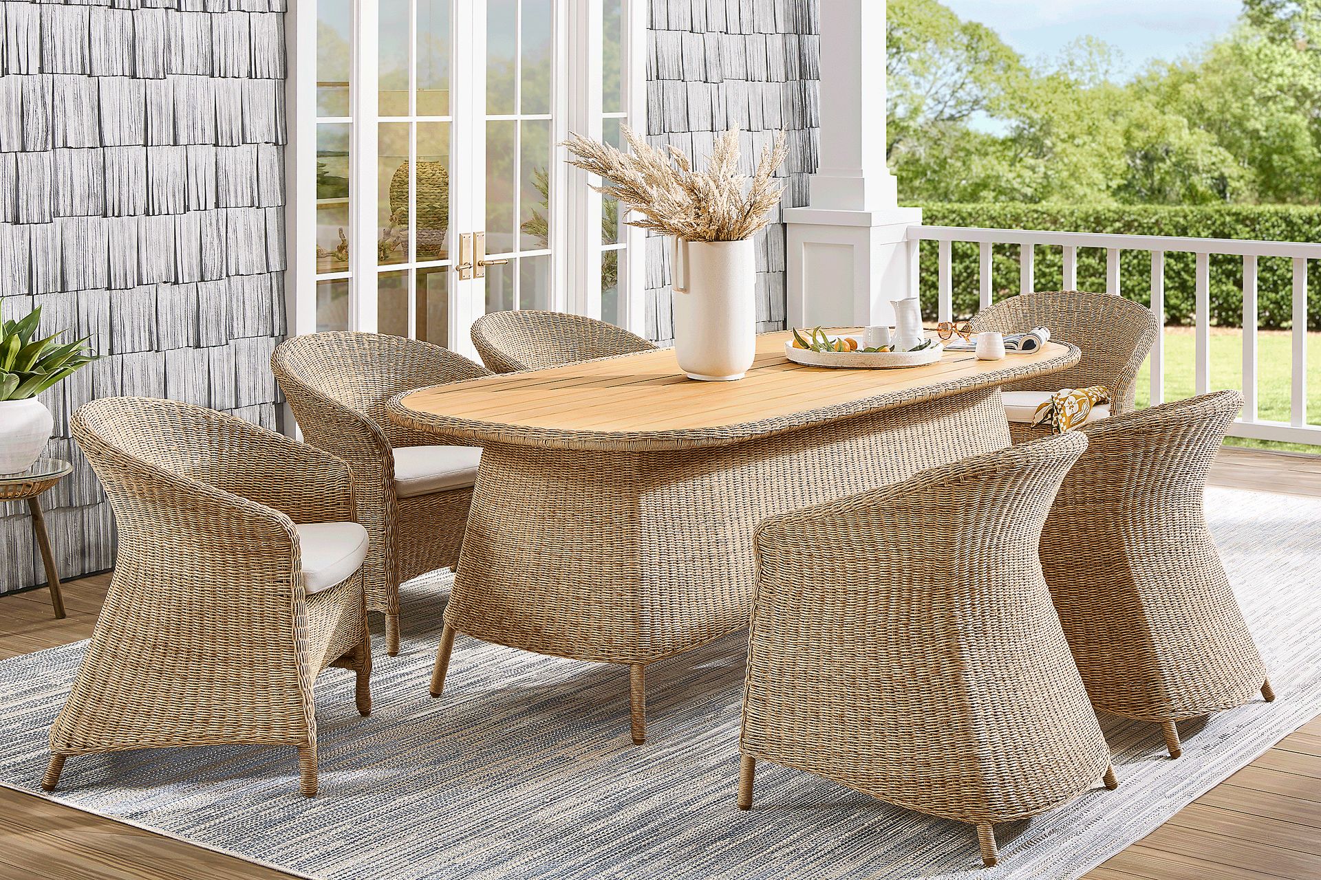 Sarina Bay Natural 7 Pc Outdoor Dining Set - Image 1